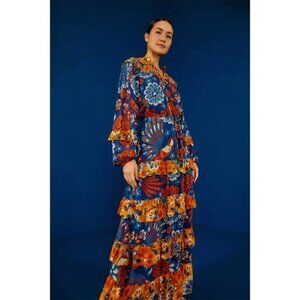 FARM RIO Mixed Pineapple Flowers Maxi Dress